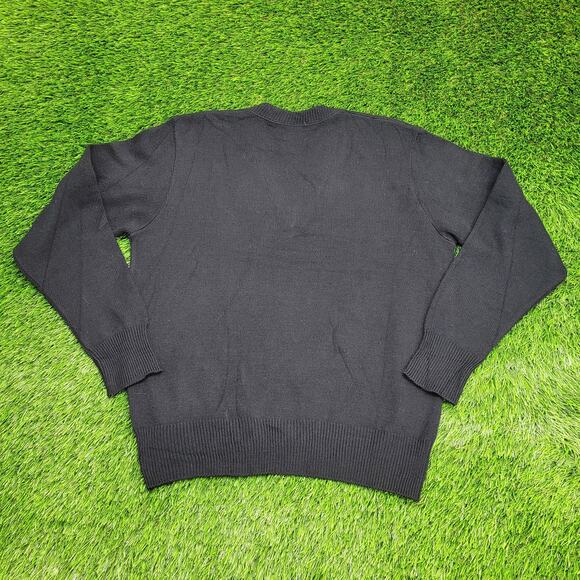 Vintage 80s MOD Knitwear Sweater Large 22x25 Black - Picture 2 of 9